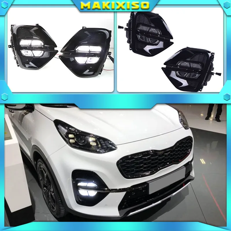 

2pcs LED For Kia sportage KX5 2019 2020 Daytime Running Light DRL LED Day Light Front Bumper Head Fog Lamp White