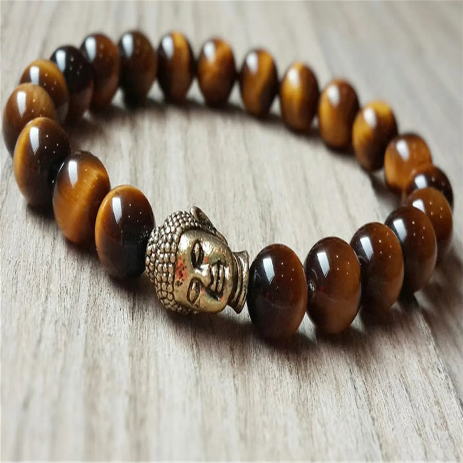 Pulsera de Mala hecha a mano con piedra de ojo de tigre Natural, muñeca para rezar, meditación, espiritual, suerte, Yoga, 8mm