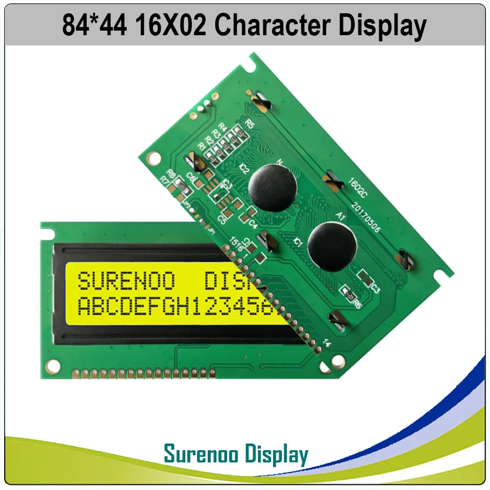 Surenoo PCB Size: 84*44MM 162 1602 16X2 Character Blue LCD Module Display Screen LCM Bulid-in SPLC780D wth Backlight