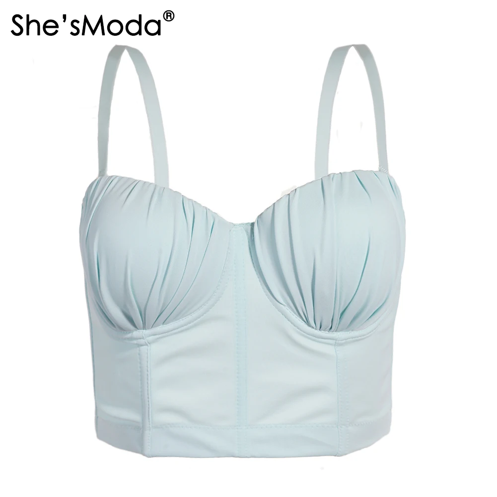 

She'sModa Ins Folds New Macarone Corset Women's Bra Bustier Night Club Party Cropped Top Vest Plus Size