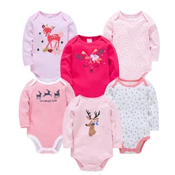 Honeyzone 6pcs Infant Girl Summer Onesie Roupas Baby Girl Clothes Toddler Bodysuit Pink Lovely Cute Pop It 100% Cotton Jumpsuits