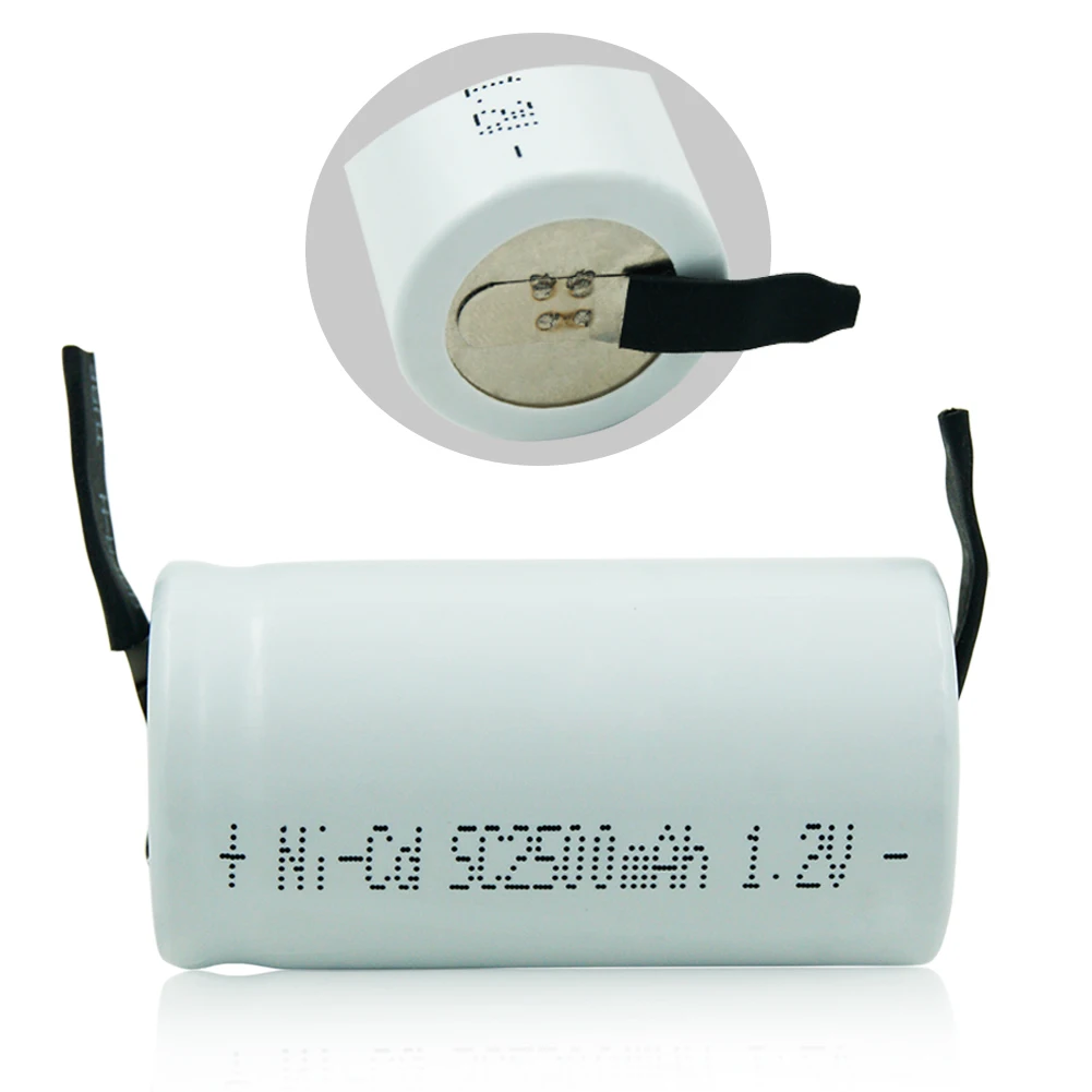 SC 1.2V 2500MAH NICD rechargeable battery SC Sub C ni-cd cell with welding tabs for electric drill screwdriver Real capacity