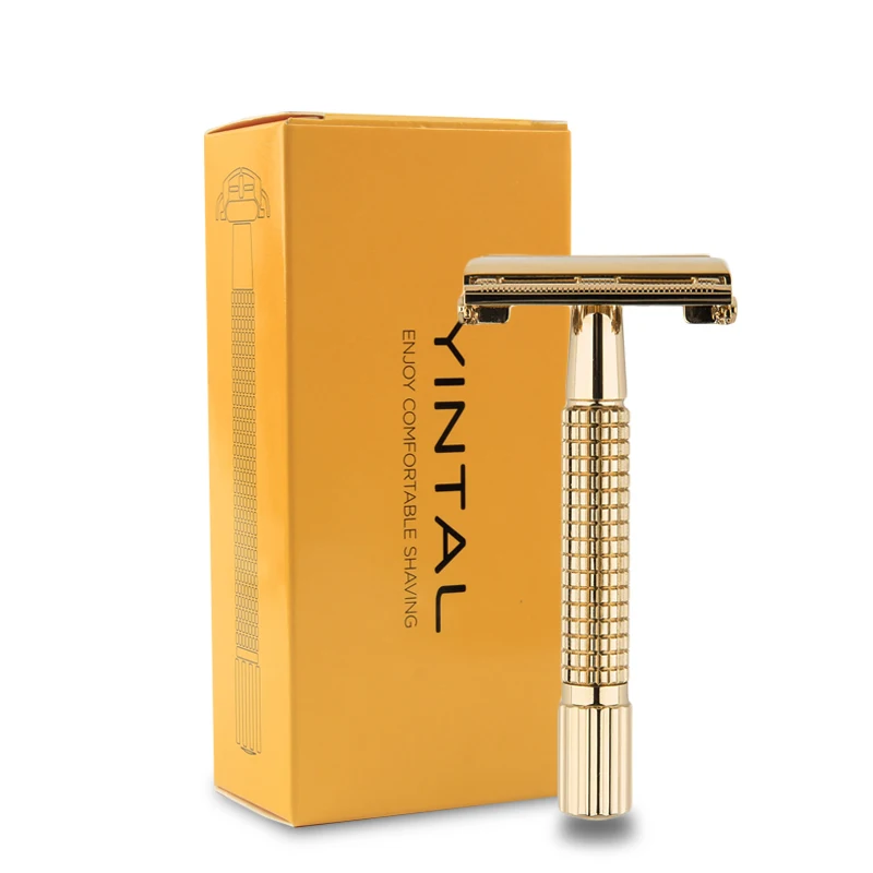 Double Edge Safety Razor Classic Safety Razors K Gold Color Butterfly Portable Short Non-slip Style Handle Shaver Man Shaving