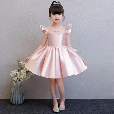 Kids Wedding Party Dresses for Flower Girls Children Sequins Ball Gowns Pink Baby Infant 1 year Girl Baby Birthday Pageant Dress