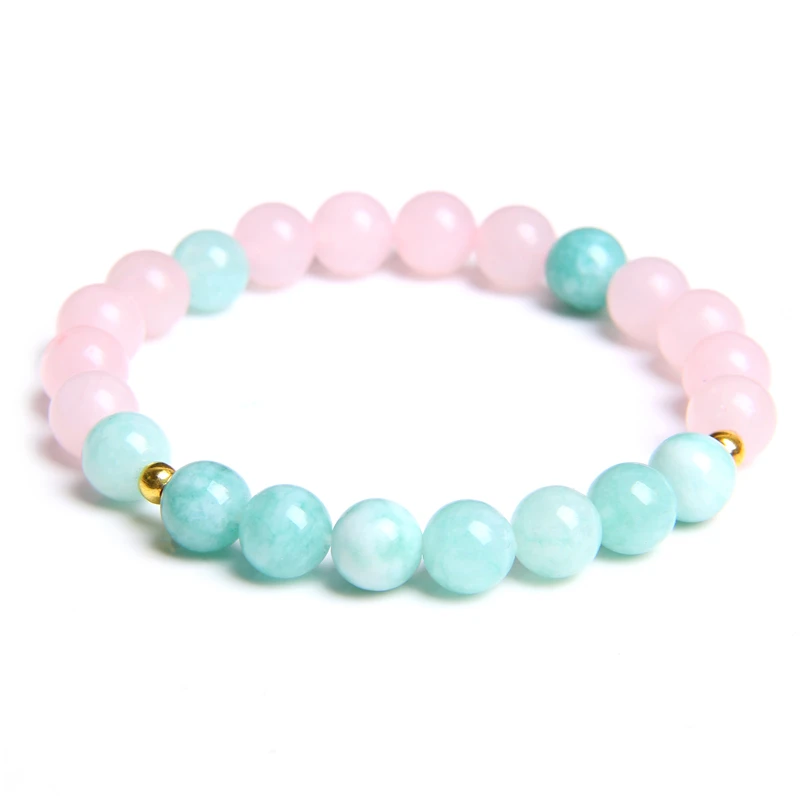 Pink Quartzs Beads Streche Bracelets For Women Crystal Mixed Bangles Rhodochrosite Malachite Natural Stone Bracelet Jewelry