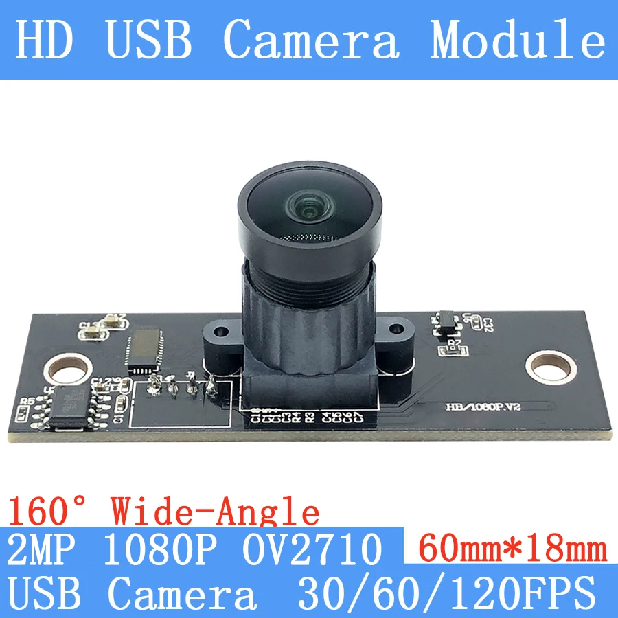 

160° Wide-Angle 2MP OV2710 Full HD 1080P OTG Webcam UVC Plug Play MJPEG 30FPS 60FPS 120FPS USB Camera Module for Android Windows