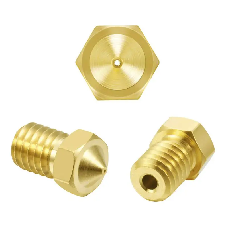 Aokin 50PCS V5 V6 Nozzle 3D Printer Parts Extruder Nozzle M6 Threaded Nozzles 0.25 0.3 0.4 0.5 0.6 0.8 1.0mm for 1.75mm Filament