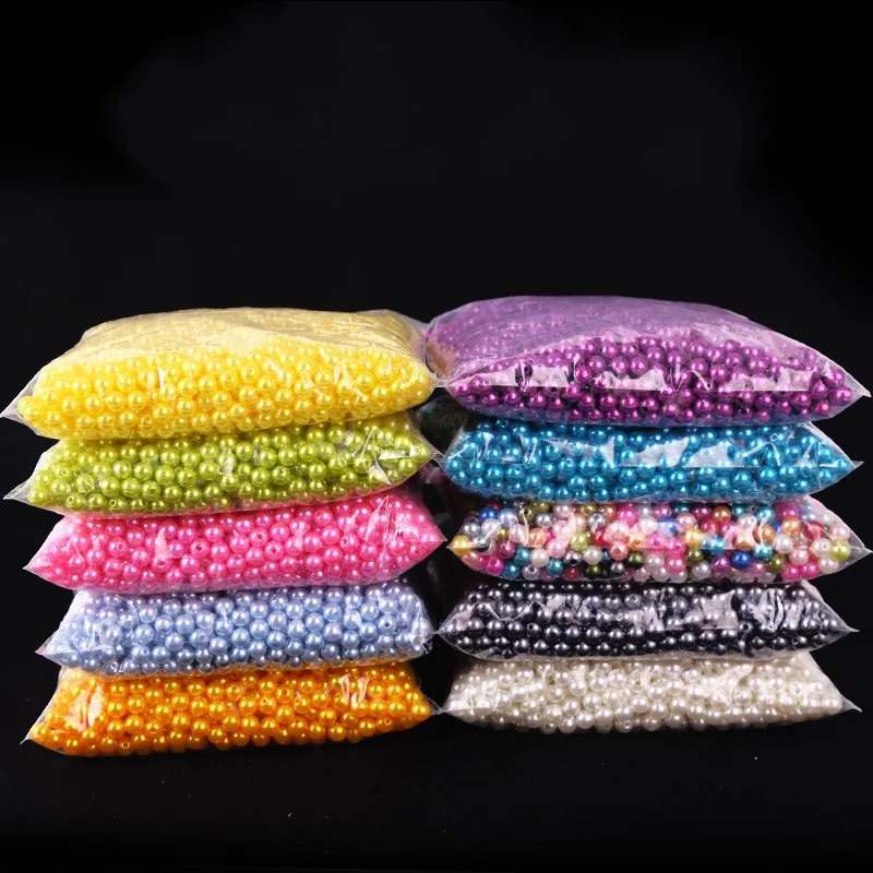 

4/6/8/10/12MM Multicolor With Hole ABS Imitation Pearl Plastic Acrylic Round Beads For DIY Jewelry Making Supplies