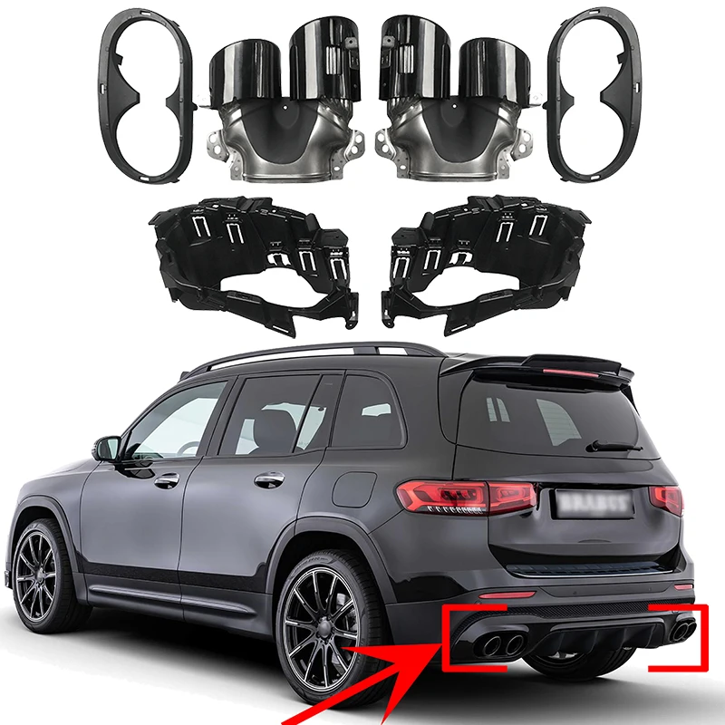 For Mercedes Benz GLB 2020-2024 X247 GLB180 GLB200 GLB220 GLB250 GLB35 AMG Rear Bumper Turbo Muffler Exhaust Tips Pipe 4 Exits