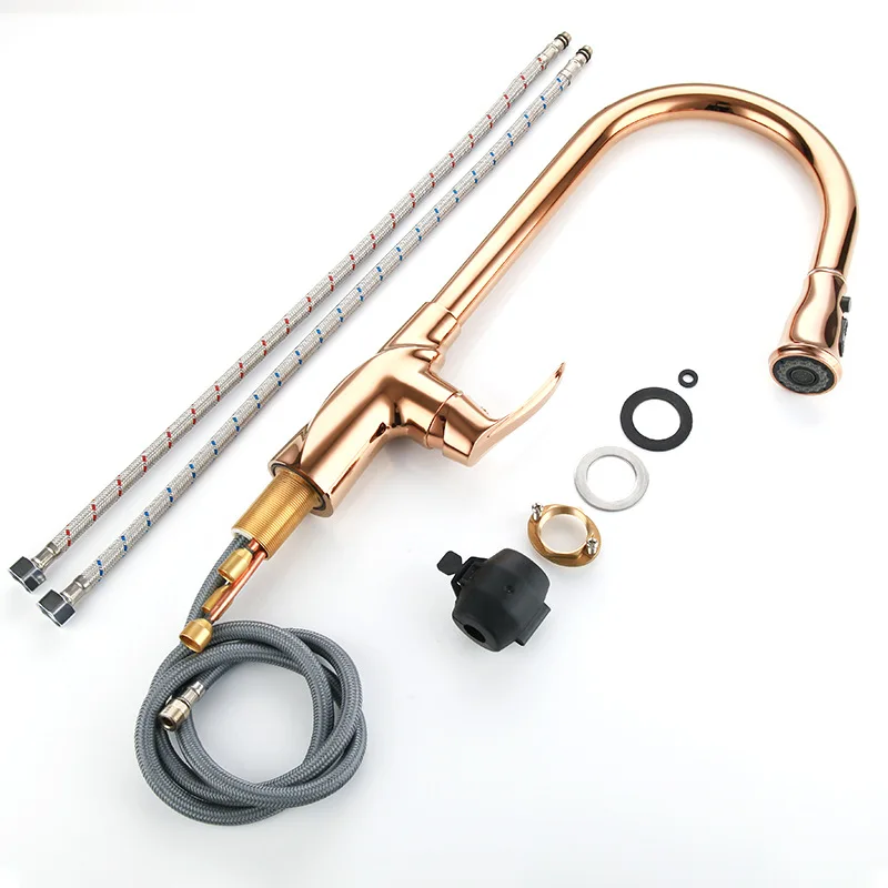 Solid Brass copper kitchen sink faucet Pull out Cold hot water kitchen faucet Single hole Single handle,Good Quality faucet