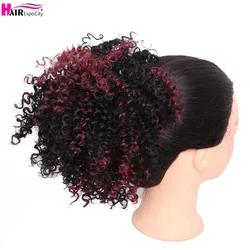 8inch Short Kinky Curly Synthetic Hair Bun Drawstring Ponytail Afro Puff Chignon Hair pieces For Women Updo Clip Hair Extension