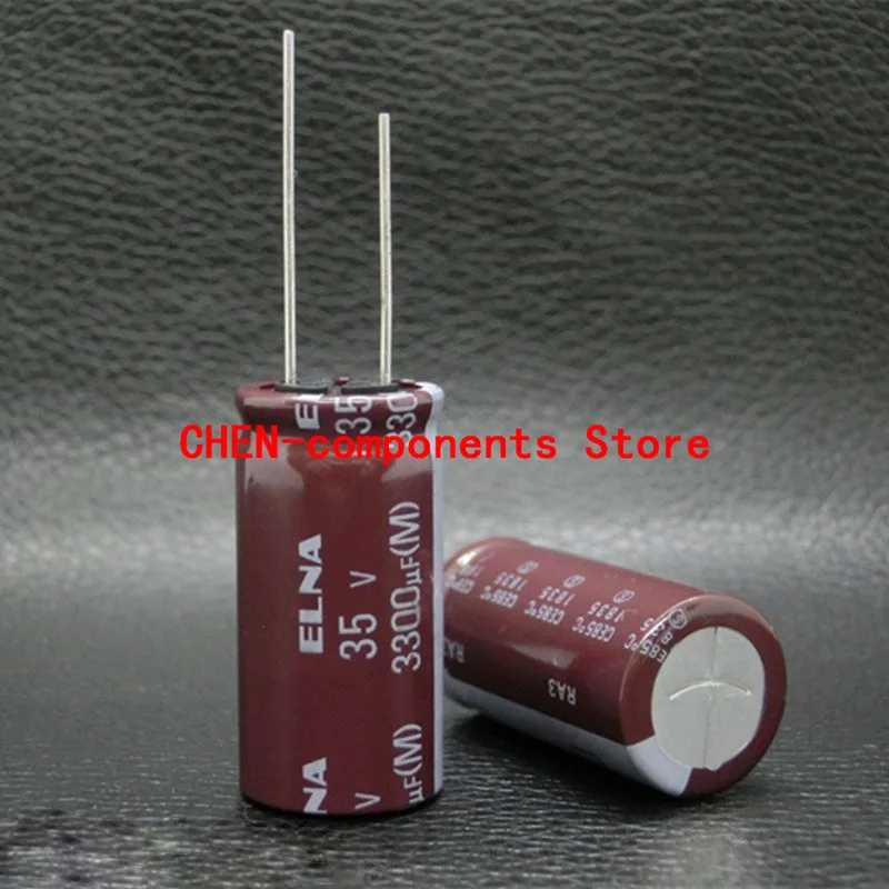 10PCS ELNA RA3 35V3300UF P7.5MM 16X31.5MM Brown Fever audio filter electrolytic capacitor 3300uF/35v 85 degrees 3300UF 35V