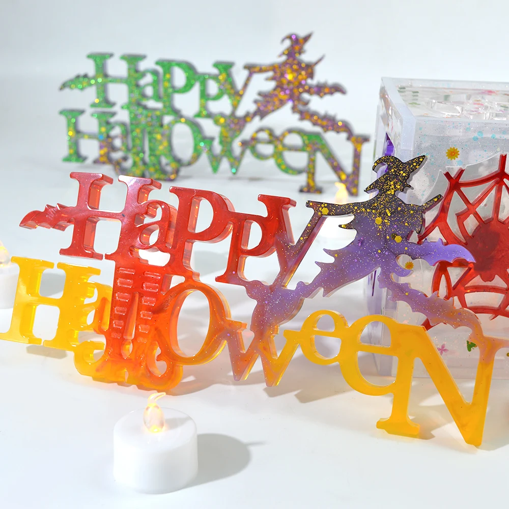 Molde de silicona para decoración del hogar, molde de silicona con letras de Halloween, bricolaje, DM180