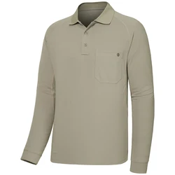 Lightbare Men’s UPF 50 Performance Polo Shirt Moisture Wicking Quick Dry Long Sleeve Tactical Pique Shirt