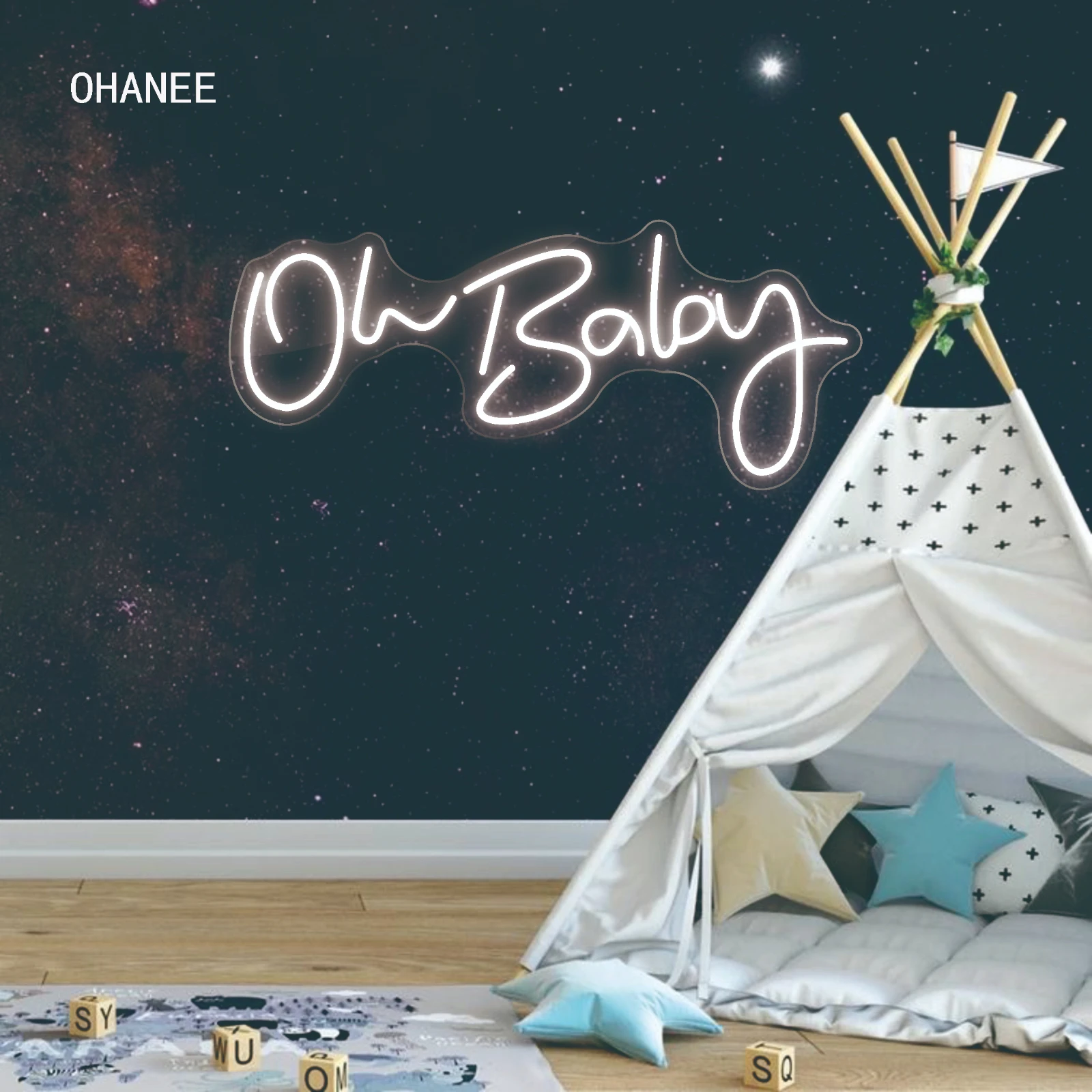 OHANEE Oh Baby Neon Sign Led Light Custom Name Logo Personalized Decoration Wall Home Decor Birthday Gift