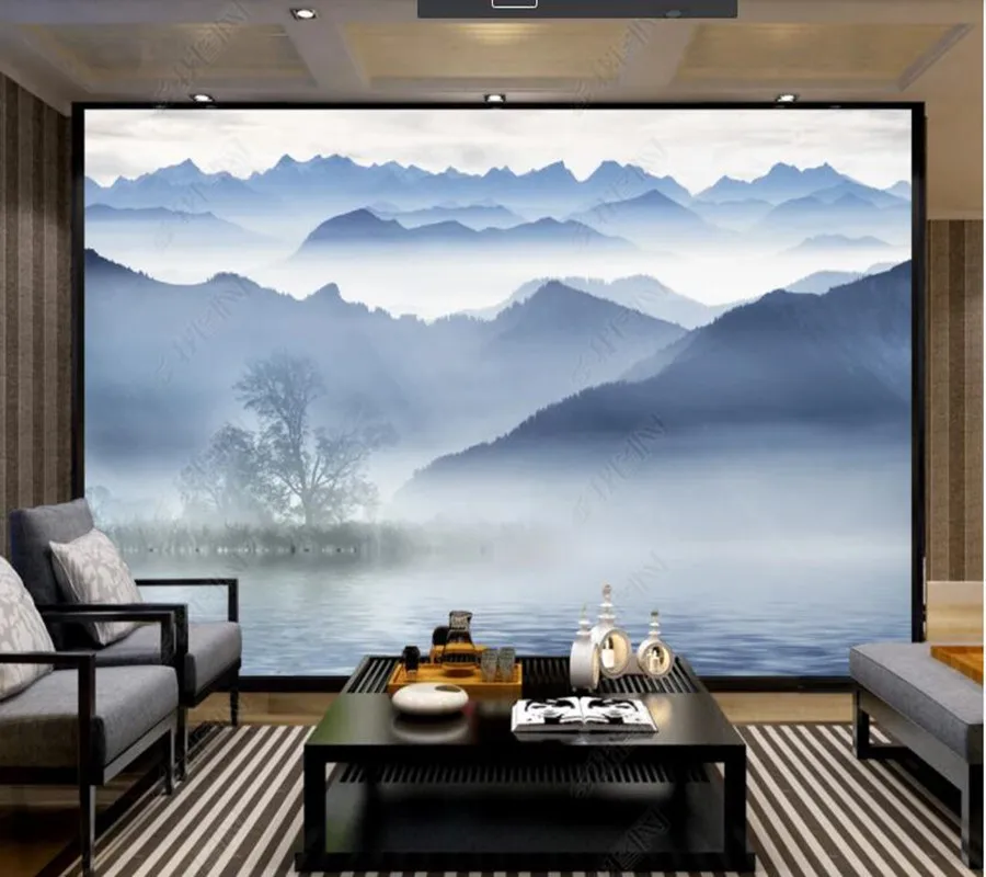 

Papel de parede reflection of the sea of cloud and mountain 3d wallpaper mural,iving room tv wall bedroom wall papers home decor