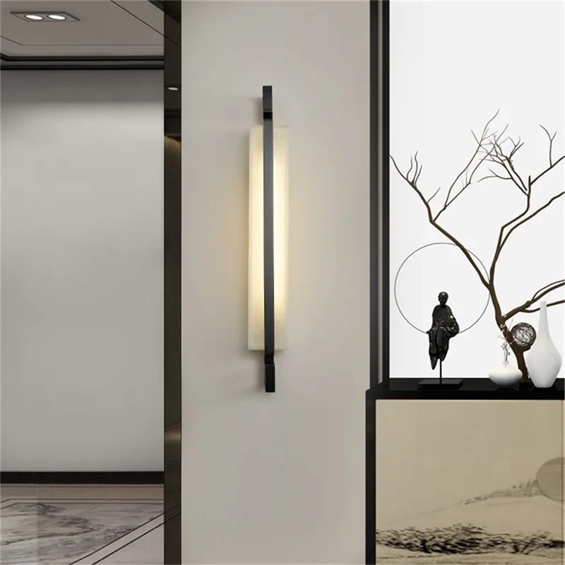 AOSONG Copper Indoor Sconce Lights Modern Luxury Dolomite LED Wall Lamp Design Balcony For Home Corridor