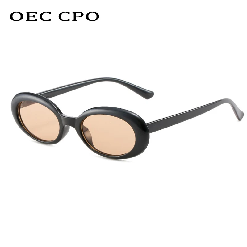 OEC CPO Vintage owalne okulary przeciwsłoneczne damskie modne małe okrągłe okulary przeciwsłoneczne damskie okulary Punk Leopard okulary UV400