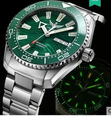 

Yelang Мужские автоматические часы Switzerland Movement 26Jewels Diver WR300M китайский английский Дата военный механический