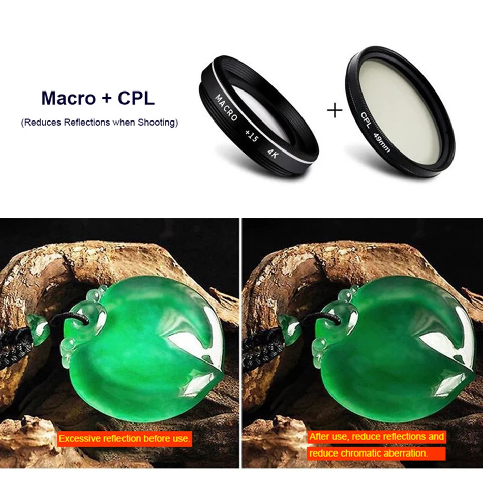 37mm CPL Star Filter Cell Phone Mobile Camera Lens Polarizer Filters Universal Clip 15X Macro Lens Smartphone Accessories Set