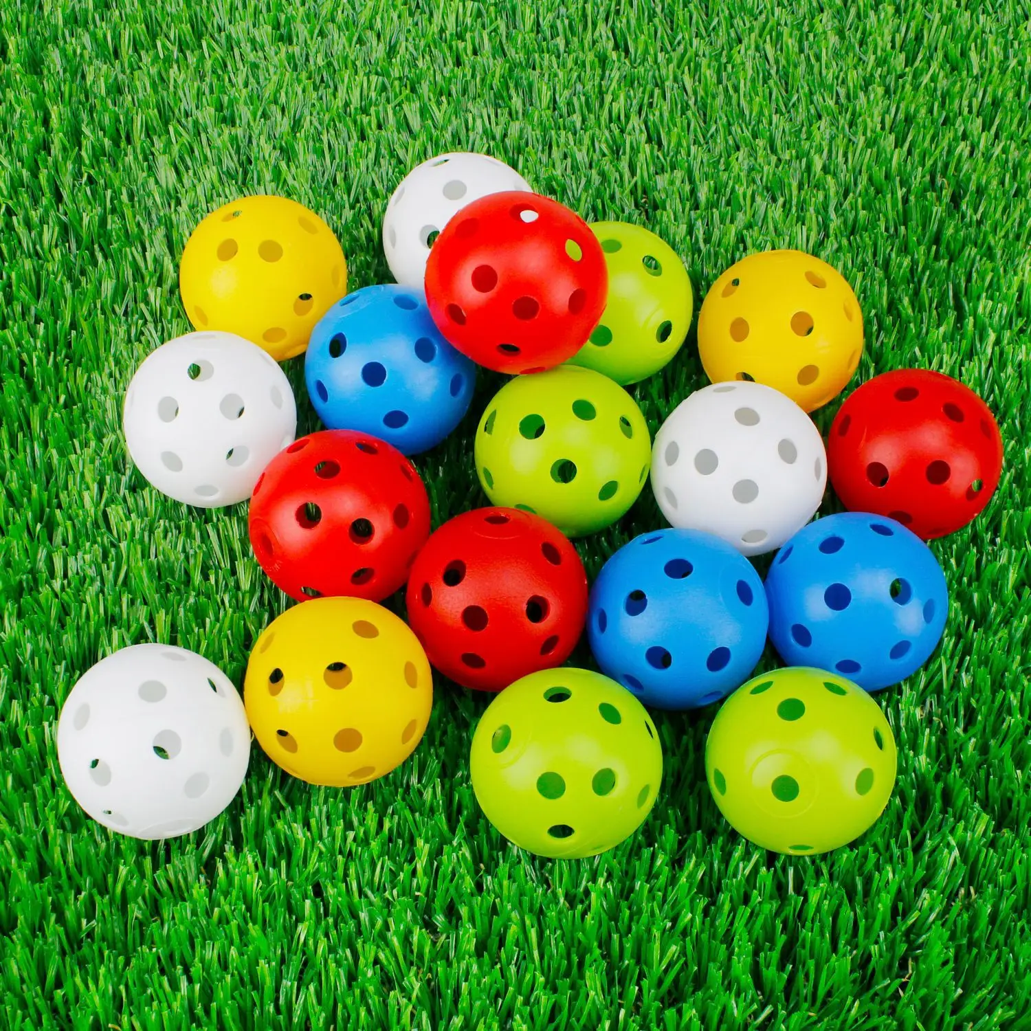 Bolas de Golf huecas de plástico, 12 unidades, entrenamiento, flujo de aire de colores, práctica de Swing, rango de conducción, pelota de juguete PE