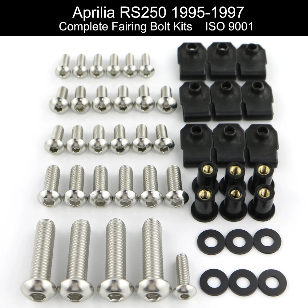 

For Aprilia RS250 1995 1996 1997 1998 1999 2000 2001 2002 2003 Complete Full Fairing Bolts Kit Bodywork Screws Stainless Steel