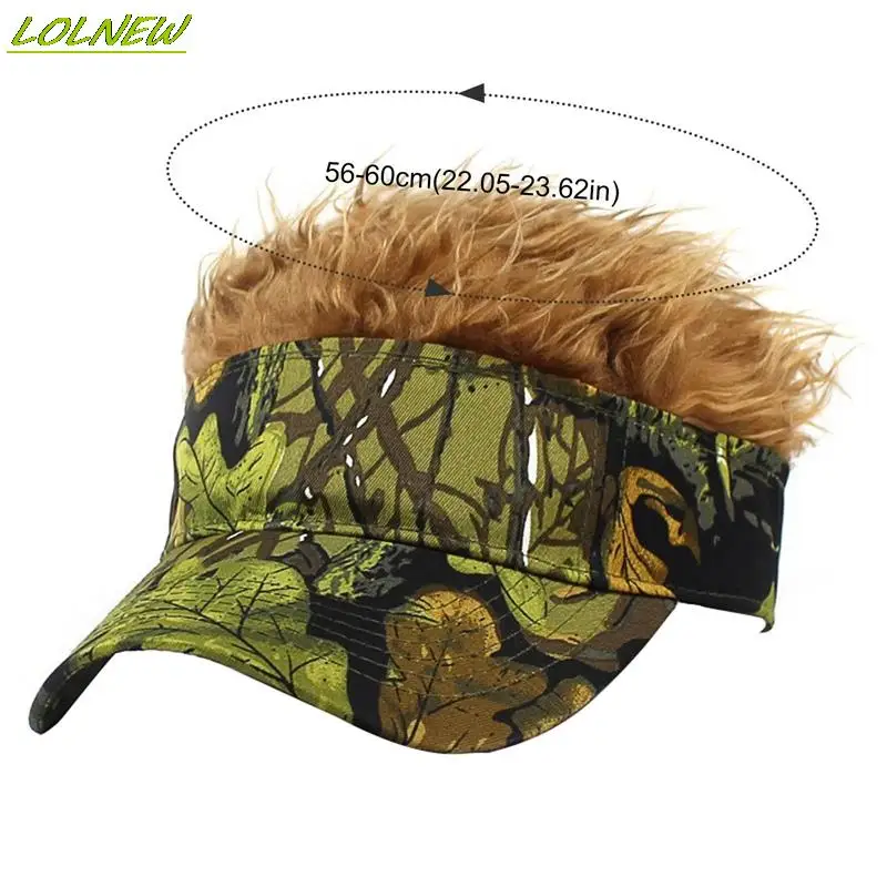 Men Cap Hat Casual Camouflage With Spiked Hairs Wigs Visor Hat Sunshade Adjustable Sun Visor Baseball Cap Baseball Hip Hop Hats