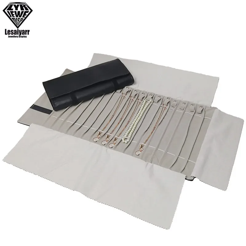 Reissieraden organisator rol opvouwbare sieradendoos voor reis-hanger kettingen sieraden opbergtas fluwelen opbergdoos