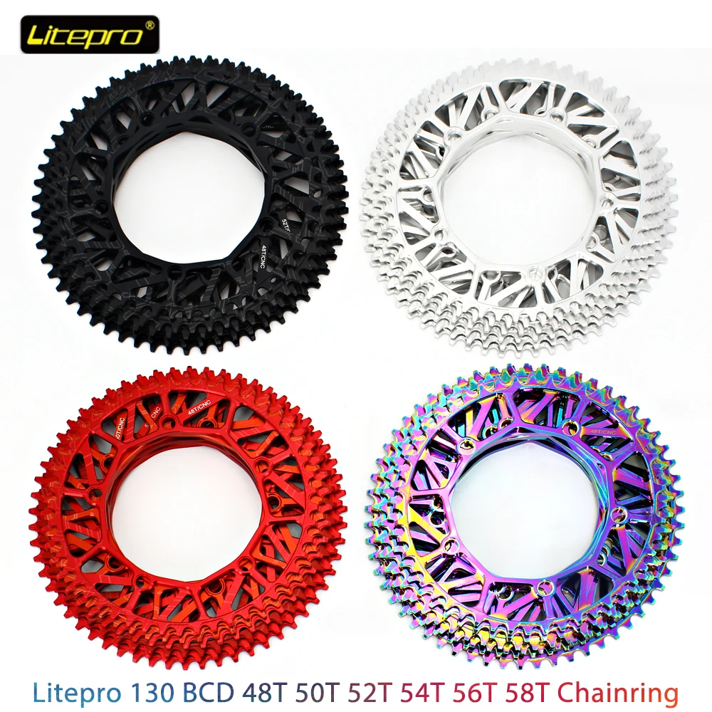 Litepro Chainring 130BCD 48T 50T 52T 54T 56T 58T Single Disc Chainwheel Folding Bike Chain Wheel bmx Chain Link Bike Parts