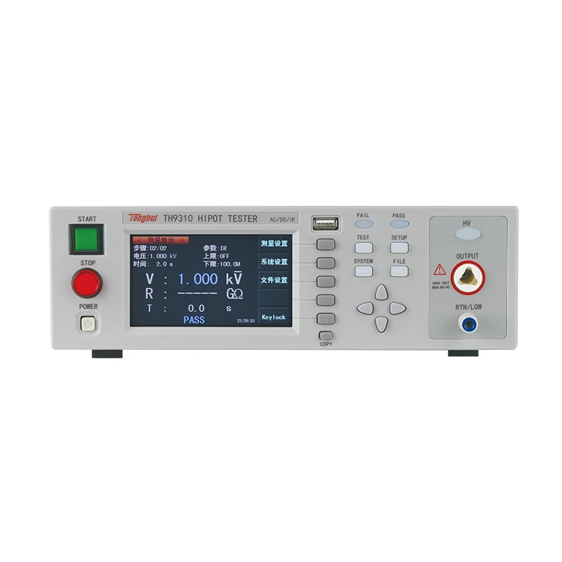 TH9310 AC/DC Hipot Tester ، AC 5KV DC6KV نطاق مقاومة العزل 1Mohm-9999Mohm