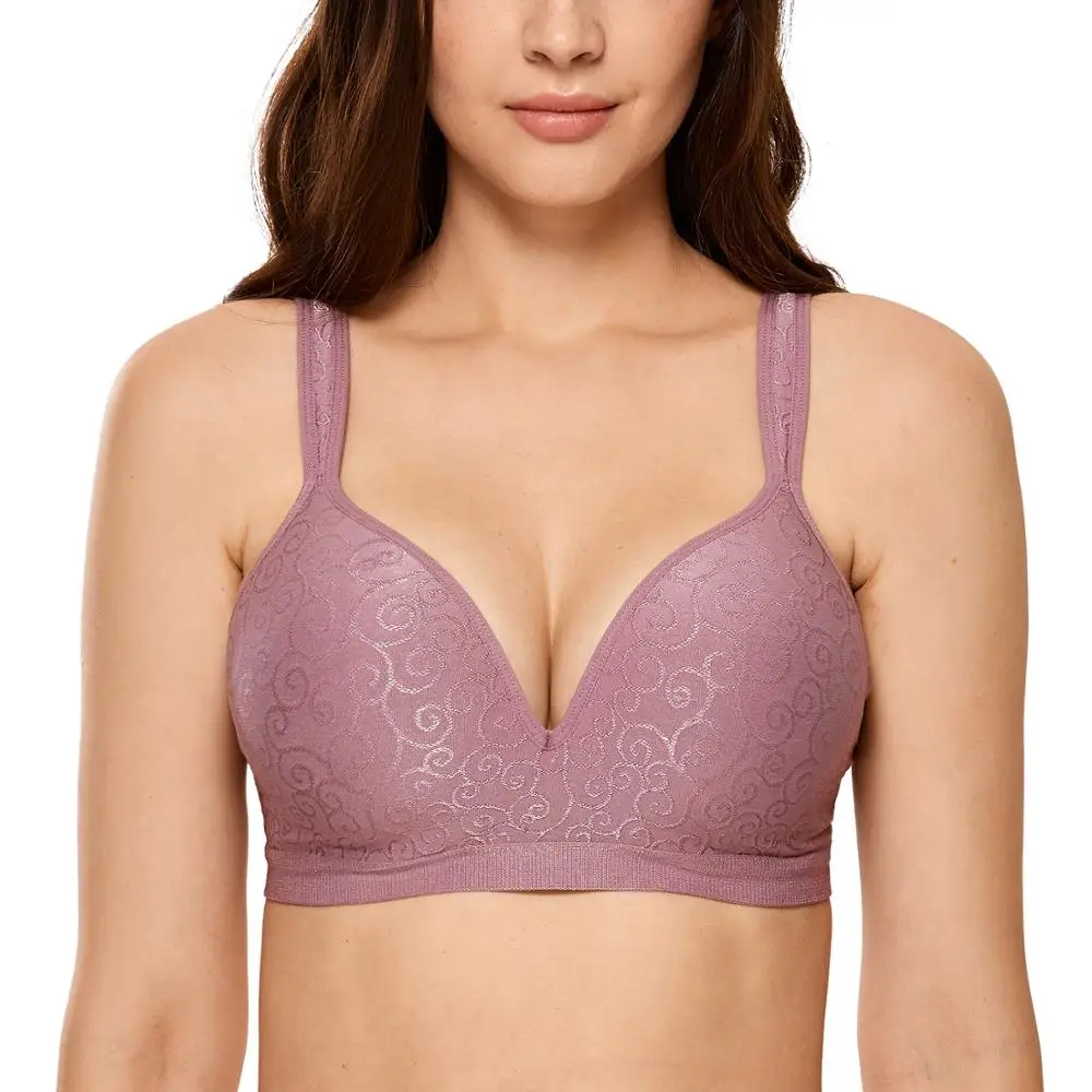 Women\'s Comfort Full Coverage Jacquard Everyday Seamless Foam Contour Wire Free Bra Plus Size