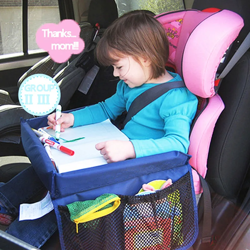 Car Seat Organizer Storage Waterproof Travel Tray Safety Seat Play Table Snacks Toys Cup Holder for Baby Children Kids Stroller