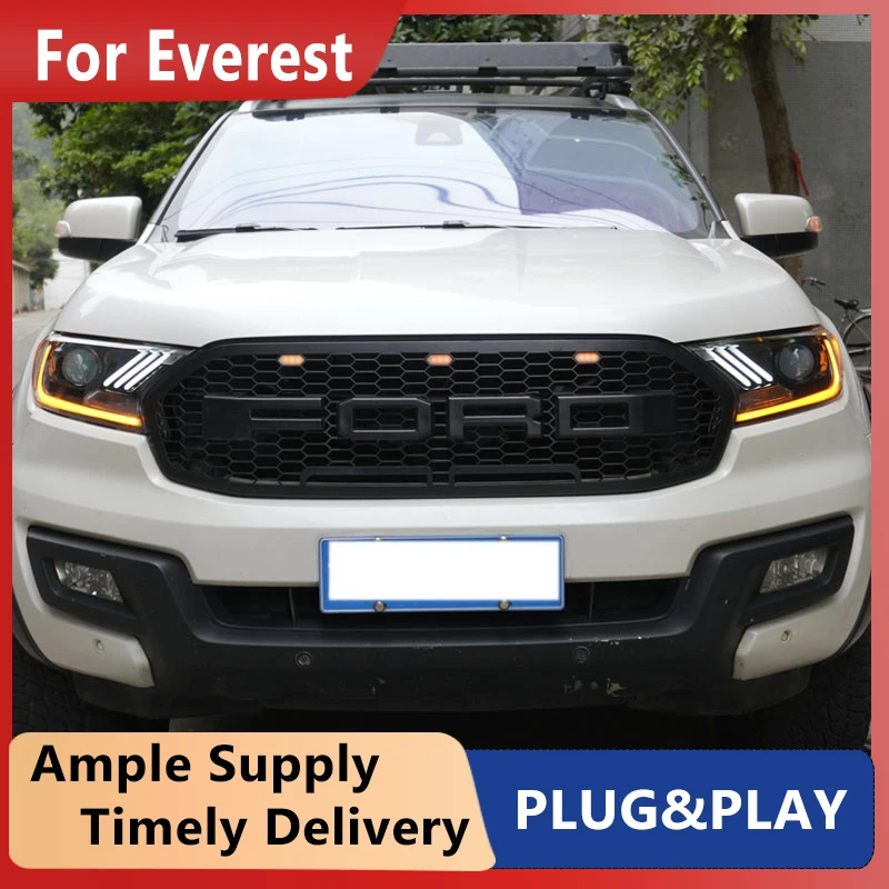 Auto Koplamp Voor Ford Ranger Everest Endeavour 2016-2021 Koplampen Mustang Led Drl Running Lights Bi-Xenon Beam mistlampen