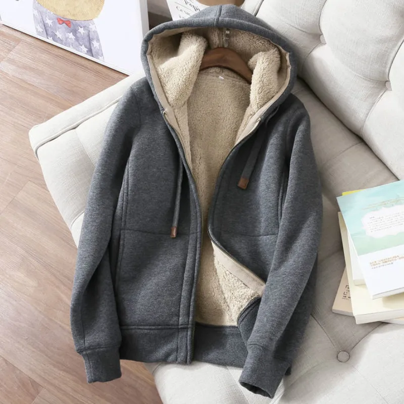 

2020 New Autumn Winter Women Plus Velvet Sweatshirt Sportswear Oversized Hoodies Coat Warm Women Hoodies Sweatshirt HK474