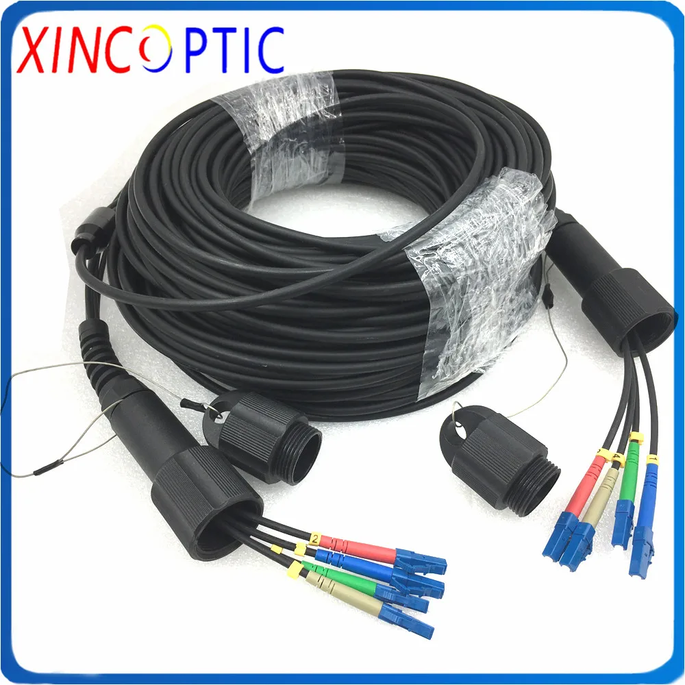 

4Fiber 30/50/80/100M OS1 G657A,LSZH,PDLC(4Core) to 4Strands PDLC/SC/ST/FC/UPC Colorful Armored Fiber Patch Cord Jumper Cable