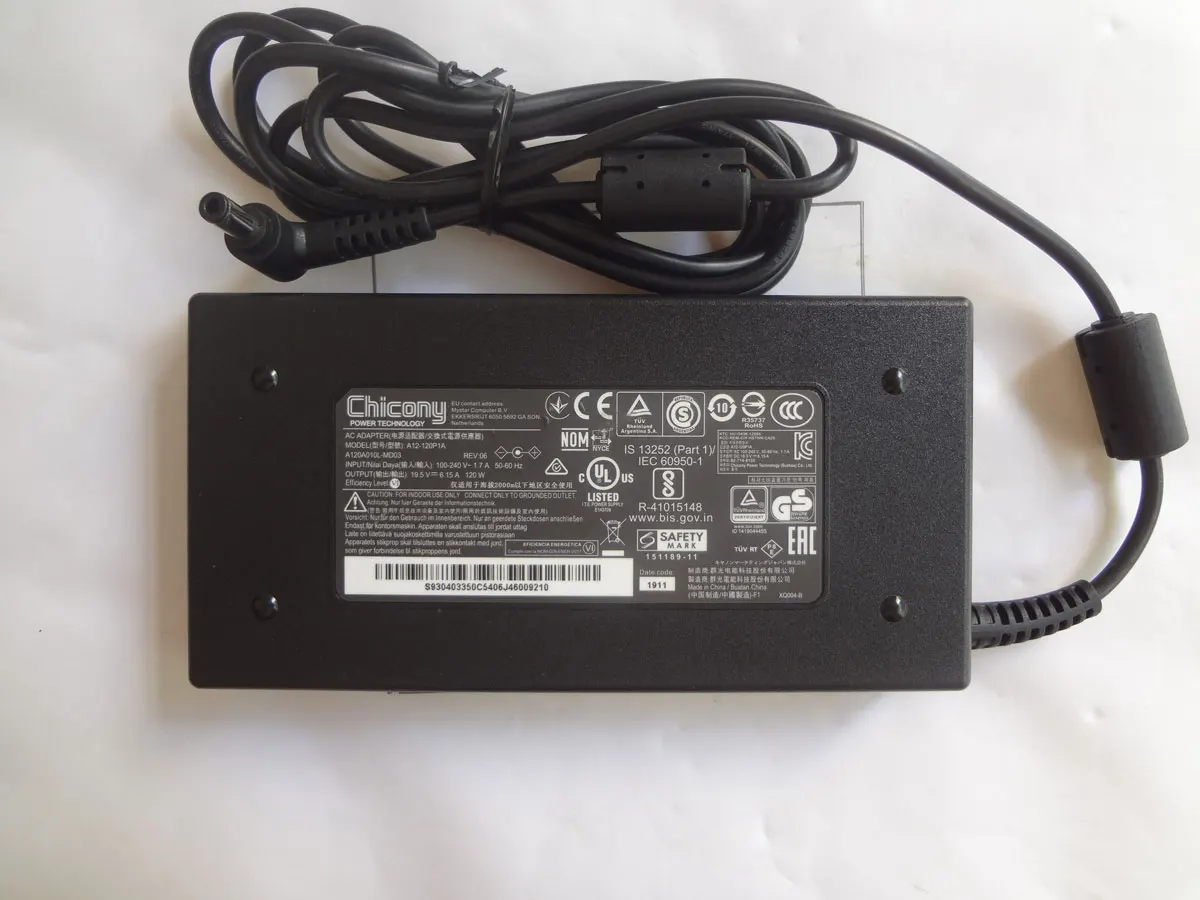 

OEM Chicony 19.5V 6.15A 120W A12-120P1A AC Adapter For Clevo 120W N155RD(Sager NP7255) Laptop Genuine Slim Charger