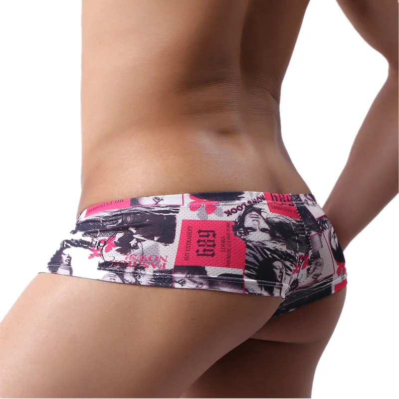 Boxer Mens Underwear Men Low Waist Print Boxers Panties Sexy Breathable Boxershorts Men U Pouch Bikini Shorts Gay Underwear