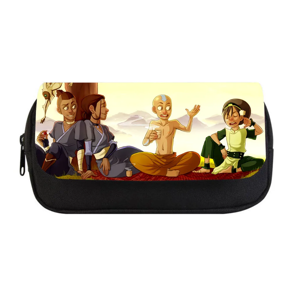 Bolsa de lápices de Anime Avatar para mujer, bolso de maquillaje para niño y niña, estuche para lápices, bolsa de lápices con doble cremallera, bolso de mano