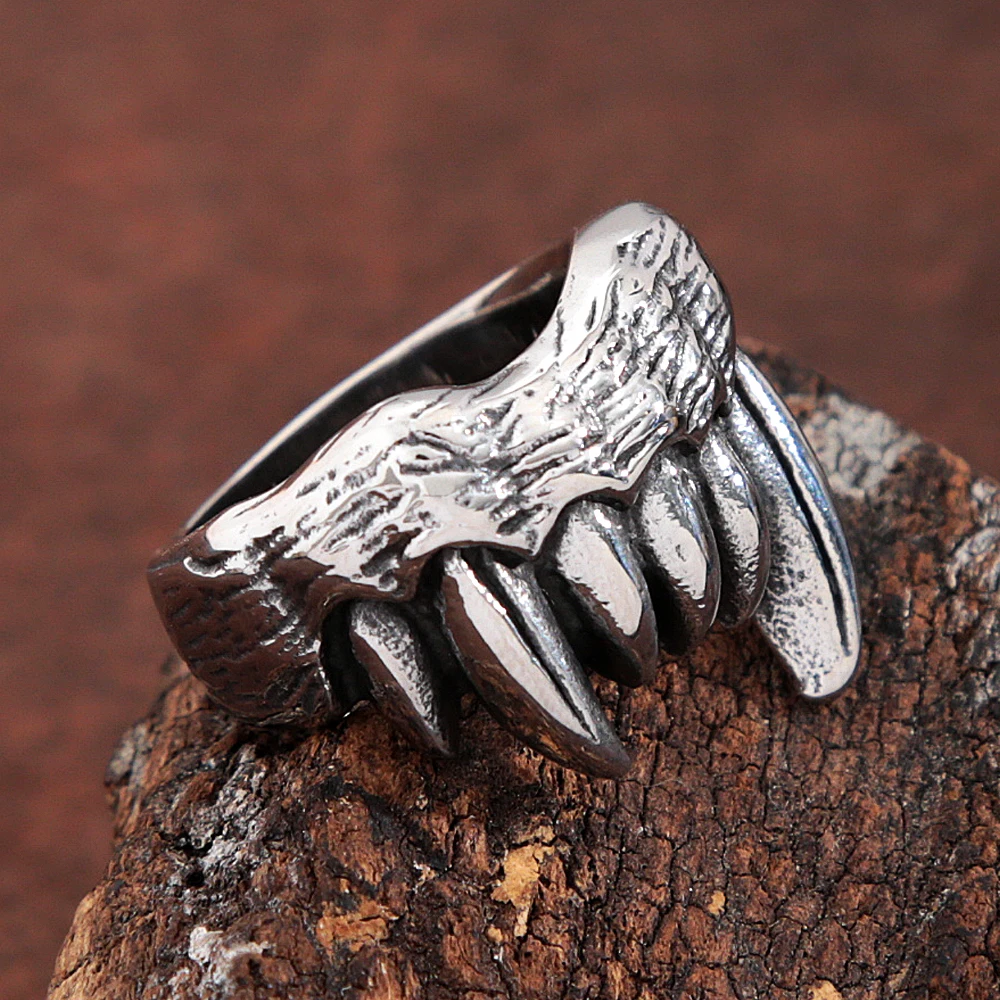 Punk Edelstahl Monster Zähne Ringe Vintage Gothic Vampire Zähne Ring für Frauen Männer Freund Biker Schmuck Geschenk Großhandel