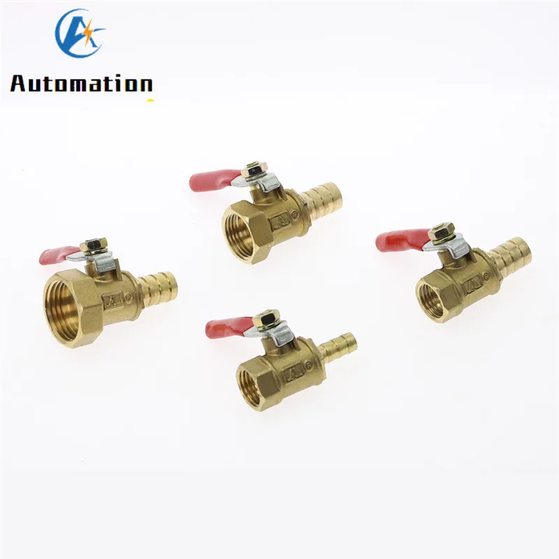 Brass Barbed ball valve 4-12 Hose Barb 1/8\'\' 1/2\'\' 1/4\'\' Female Thread Connector Joint Copper Pipe Fitting Coupler Adapter