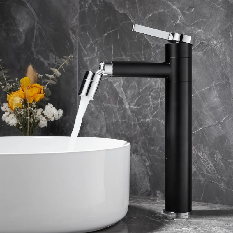 

Modern Simple Hot and Cold Mixed Water Basin Faucet Black Electroplating Universal Spout Shower Basin Faucet Paint Basin Faucet