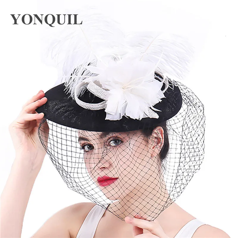 

Charming Big Derby Fascinator Hat Elegnat Womens Kenducky Wedding Headpiece Mesh Hats Fedora Church Cocktail Race Tea Chapeau