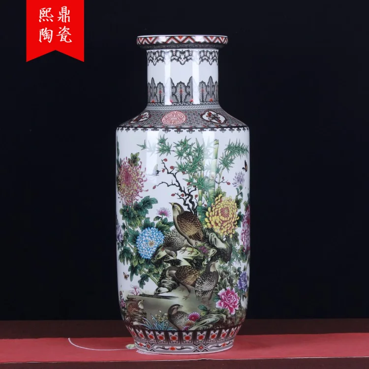 

Jingdezhen Ceramic Vase ornaments live and work in peace and contentment, landing large vase, home retro handicraft furnishings