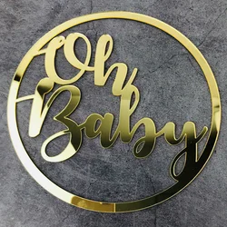 Wood Acrylic Oh Baby Sign Party Event Decorations for Baby Shower Decorations Backdrop Photo Prop Gender Reveal