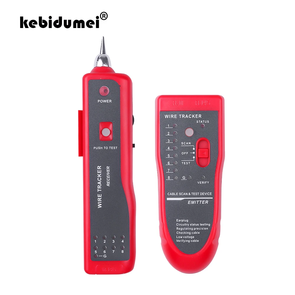 Kebidumei Ethernet LAN Tester per cavi di rete RJ11 RJ45 Cat5 Cat6 Localizzatore di cavi telefonici Tracer Rilevatore di toner Line Finder