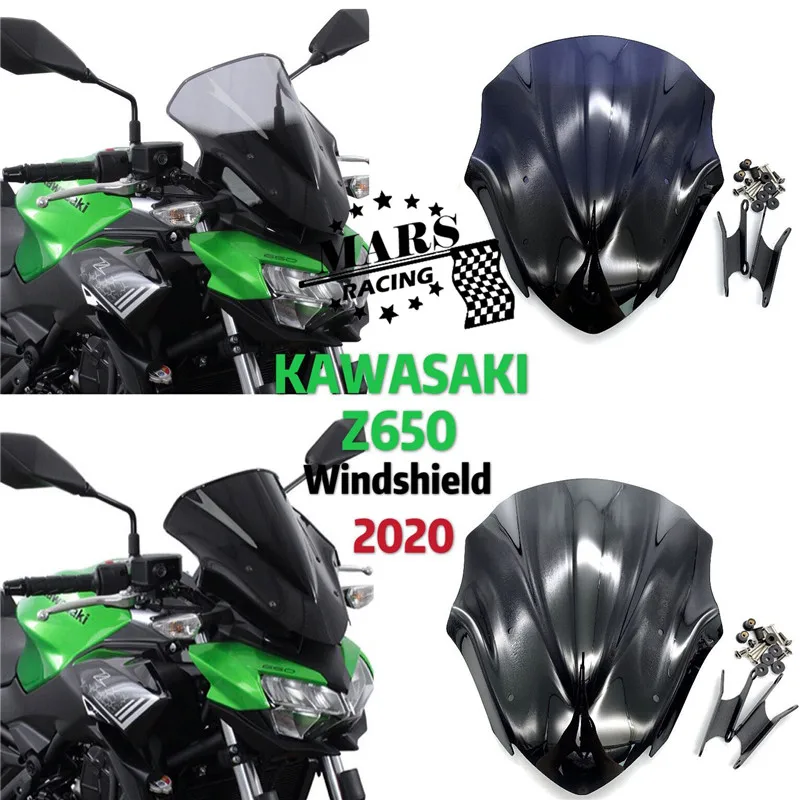 Motorcycle Sports Touring Racing WindScreen Windshield Viser Visor Deflector For KAWASAKI Z-650 Z 650 Z650 2020 Double Bubble