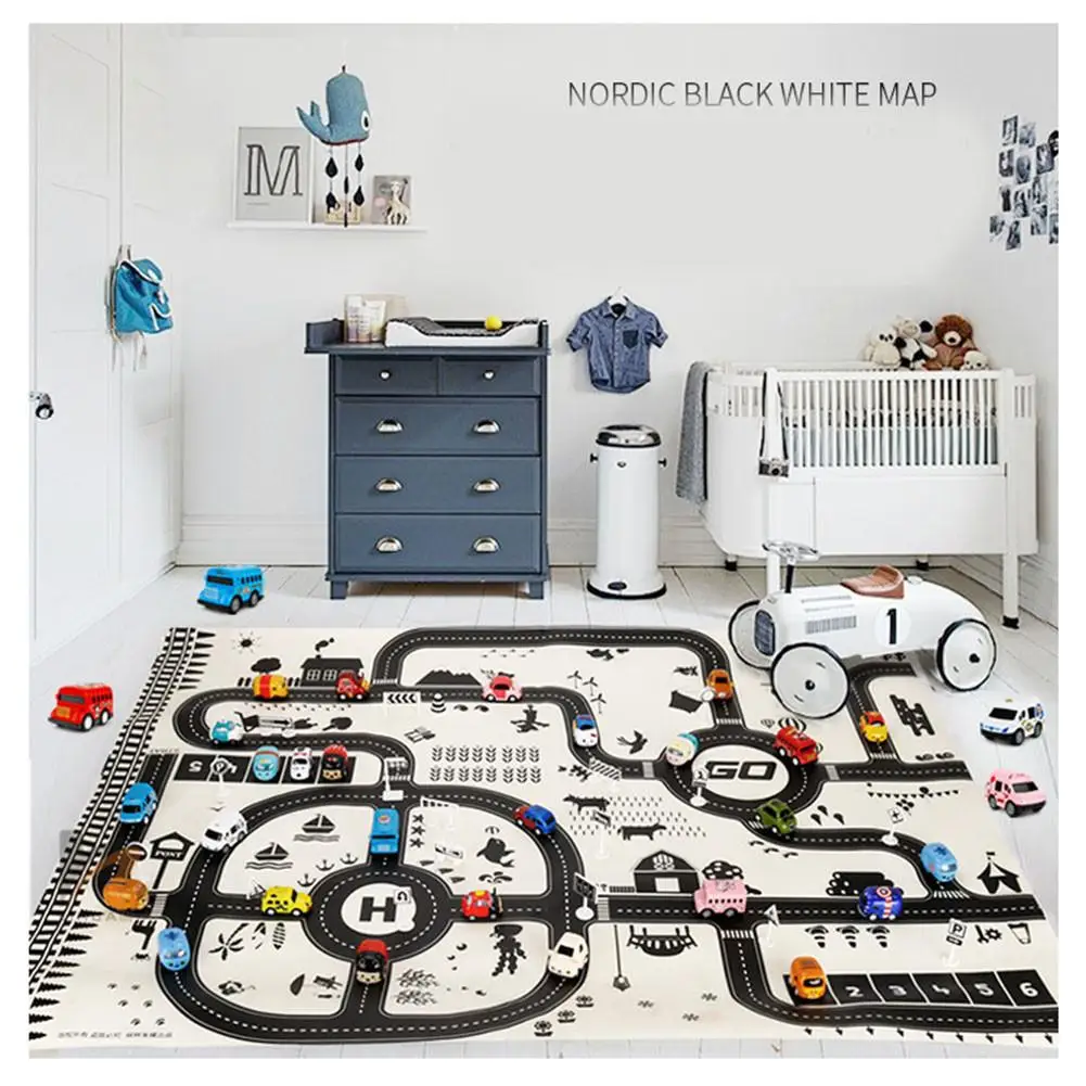 

North European Style Kid Car City Scene Traffic Highway Map Play Mat Educational Toy For Children Toddler Climb Game Road Carpet