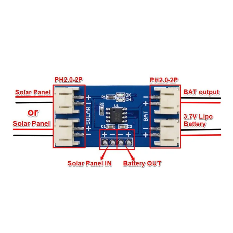 CN3163  5V 1A Solar Lithium Battery Charging Controllers  Solar Panel 5.5V 1.6W DIY Home Solar System