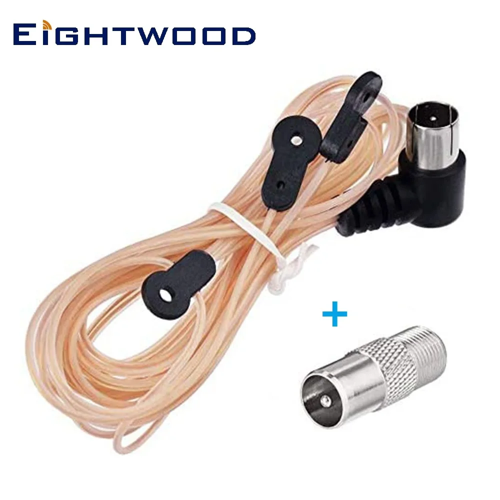 Eightwood FM Aerial for Hifi Y Type FM Radio Dipole Antenna + F Female to TV Male Adapter for FM AM Radio Pioneer Panasonic Onky