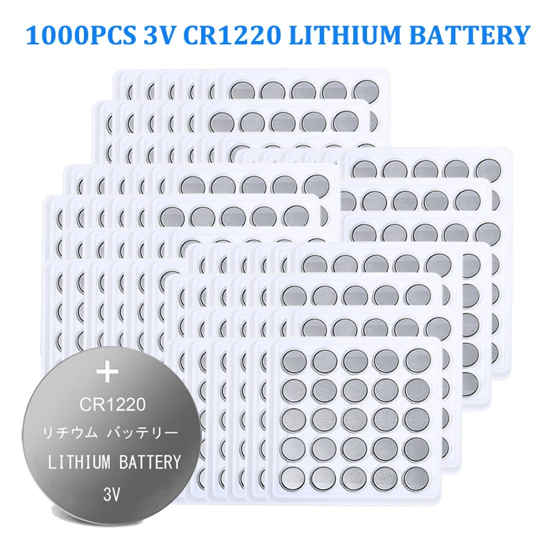 1000pcs CR1220 Button Batteries DL1220 BR1220 LM1220 Cell Coin Lithium Battery 3V CR 1220 For Watch Electronic Toy Remote